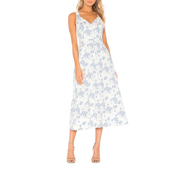 Equipment Revolve Oleisa Natural White Blue Floal Dress Size 4 Like New - Picture 3 of 11